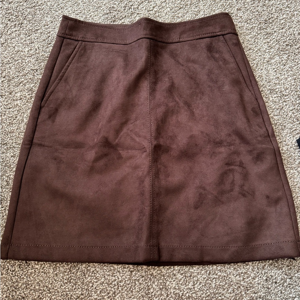 Loft Chocolate Brown Suede Shift Skirt Size 2